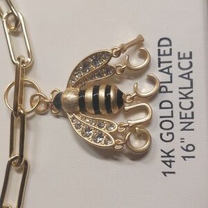 New House Of Harlow 1960 Gold Gucci Bee Pendant Necklace